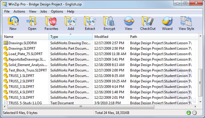 5 Open the Zip file. Browse to the folder where you saved the Zip file in step 4. Double-click the Bridge Design Project.zip file. Introduction 6 Click Extract.