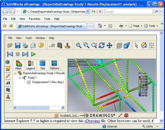 Reports and SolidWorks edrawings 16 Email the edrawing to your teacher. Open the HTML file.