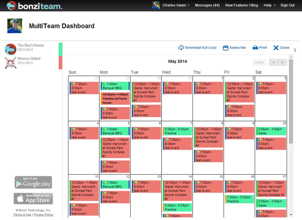 Select a team to see their information, and navigate to this team s full Bonzi Team by clicking the Go to Team Dashboard option at the top of the center column.