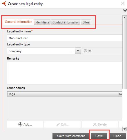In this case, click the button New in the Query for legal entities window, to open the Create new legal entity window (Figure 12).