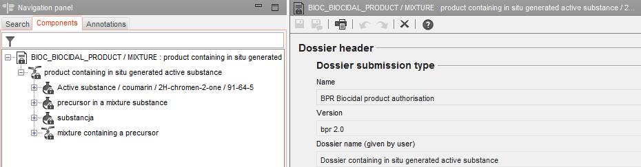 ANNEX II 77 Information displayed in a BPR Biocidal product authorisation dossier and in a BPR Active substance application (representative product) dossier Based on the biocidal product dataset