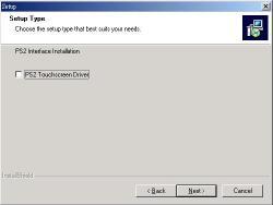 5. Then check the check box if PS/2 touch controller is to be installed. The default is unchecked.