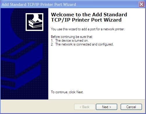 6) Select Standard TCP/IP Port and click New Port.