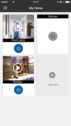 My Home Displays images of all the cameras in your account. Choose which camera to view.