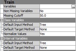 Close the Results window. 4. Add an Impute node to the diagram and connect it to the Data Partition node. Change the default input method to Tree for both class and interval variables.