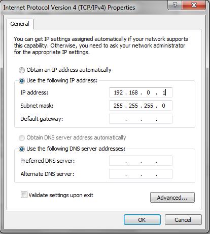 Kit Operation 6. Set the IP address as shown in Figure 3-6 and click OK. Figure 3-6. Setting the IP Address Manually 7. Repeat steps 4 to 6 on the client PC to configure the IP address.