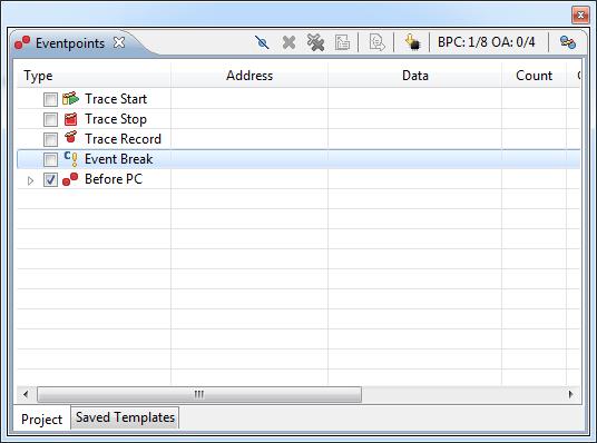 (R/W) Trace eventpoints: Trigger start, stop, and recording of Trace