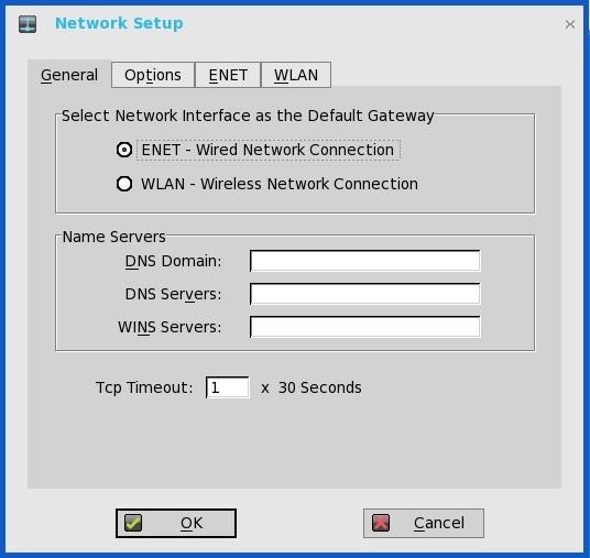 2. Click the General tab, and use the following guidelines: a. To set the default gateway, select the type of network interface from the available options. 1.
