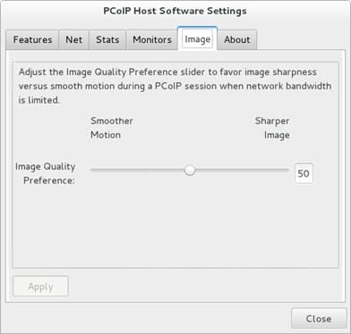 5.6 Image The following figure shows the Image tab. This lets you view and adjust the PCoIP session image quality preference setting.