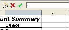 Figure 6: Equal sign in input line 2) Now, click on the sheet tab for the sheet containing the cell to be