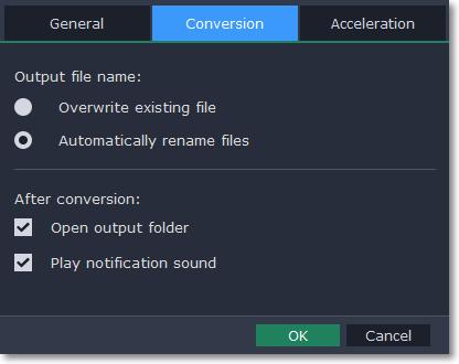 Conversion preferences On the Conversion tab of the preferences, you can manage how files are converted.