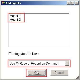 11. To configure the agents that will log in to CyTrack UCS, click Add an agent. 12. In the Add agents window, enter the name of each agent on a separate line.