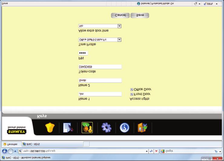 WEB INTERFACE - QUICK USER GUIDE Add Cards or Fobs To add an new cardholder click the icon on Keys Menu Screen 1. Input First Name (Name 1) 2. Input Last Name (Name 2) 3.