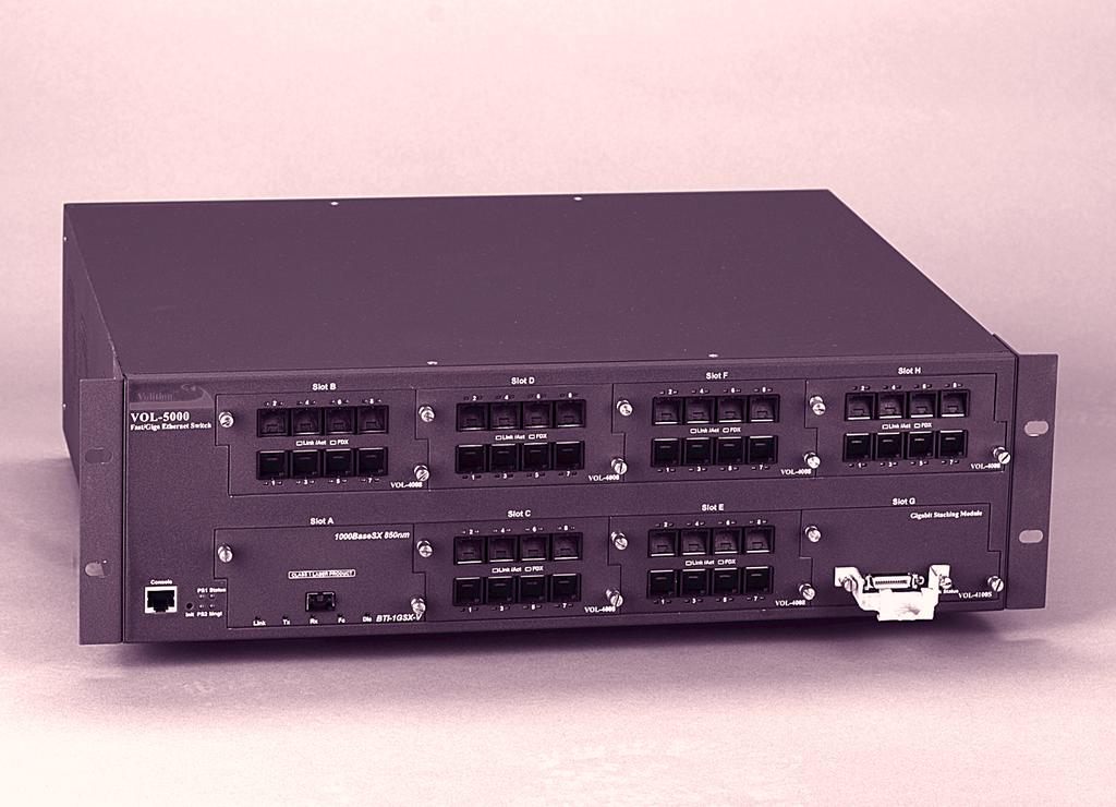 1 89267 VOL-4024-NA VOL-4024-NA, 24 port, Layer 2 100 Mb Switch w/snmp, and Java based management, North America 1/ca. 1 89272 Note: The modules in the pre-configured units are removable, if needed.
