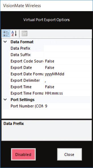export to the virtual Port. The virtual port is created and any changes to options take effect when the export option is enabled.