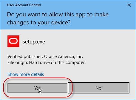 Click Yes to allow. Note: to find the UAC settings in Windows 10, do a search in the Settings dialog for UAC.