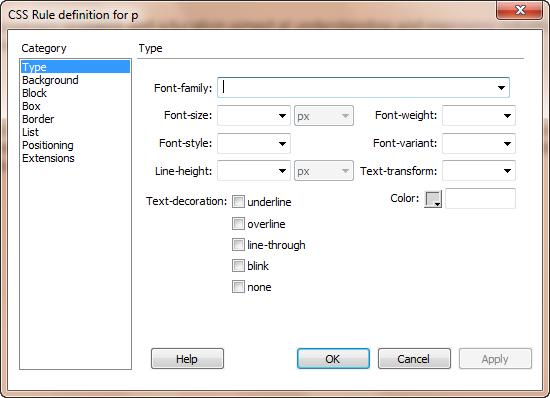 The Rule Definition Dialog Box The Rules Definition Dialog box is a convenient place to choose properties and attributes for a style definition.
