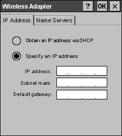 Configuration 11 Figure 5. The IP Address Tab 5 Enable the Specify an IP address option. 6 Enter the IP address for the mobile device in the IP address text box. 7 Tap OK.