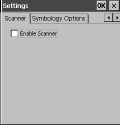 32 Wavelink Client for Symbol 8100 Mobile Devices Figure 18. The Scanner Dialog Box To activate the scanner, enable the Enable Scanner checkbox.