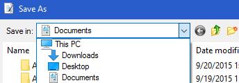 Navigating (Using) File (previously Windows) Explorer Saving within an already existing folder requires navigating to that folder (getting to the desired folder by opening folders until within the