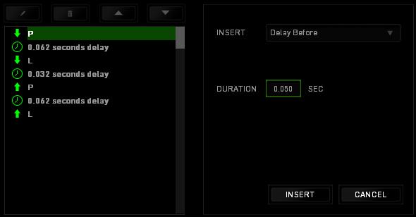 menu; or input time delays on the duration