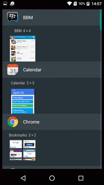 Adding Widgets to the Home screen Tap and hold any area of the Home screen that does not have an icon or Widget already.