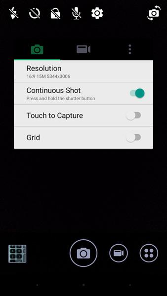 scroll up or down the list to view more settings Camera