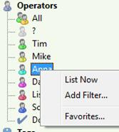 ) Click the operator s name under Operators to list all the services assigned to this operator.