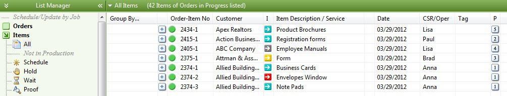 Lisa s Tasks (Due Today) Prioritized You can also assign priority numbers to Items to help the production manager(s)