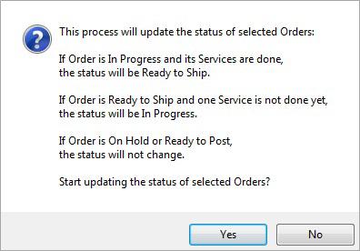 Orders views) Updates the statuses of the highlighted