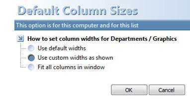 Set Column Sizes In any view of, you can change any column width or hide a column by clicking the right end of the column header and dragging it to the right or the left as shown below.