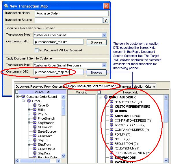 Eclipse Business Connect XML Rel. 8.6.4 (Eterm) Tabs for Vendor Transactions The Document Sent to Vendor tab displays the elements in Eclipse for documents you send to your vendor.