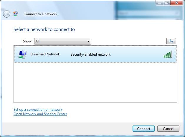 From Network and Sharing Center window chose the Connect to a network option.