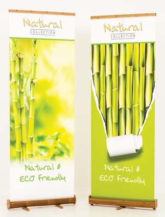 Eco Friendly Display Screens 23 The Natural Eco Friendly Display Stands are manufactured from bamboo, which is a naturally strong substance and is 100% naturally grown.