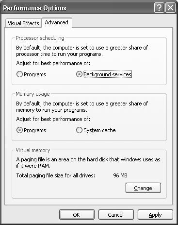 Getting Connected and Installing Drivers (Windows) Giving priority to background services In Windows XP, make settings to give priority to background services.