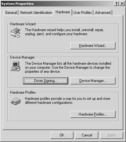 Getting Connected and Installing Drivers (Windows) Windows 2000 users 1 Disconnect all USB cables except for a USB keyboard and USB mouse (if used). 2 Open the System Properties dialog box.