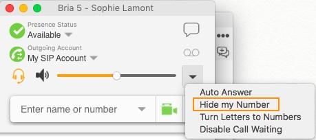 Audio and video calls Multiple calls 1. Click the More call options drop-down menu. 2. Select Hide my Number.