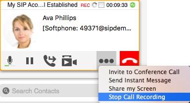 Audio and video calls Handling established calls recording. Bria 5 stops recording the call. The first time you record a call, a Save Call Recording dialog appears.