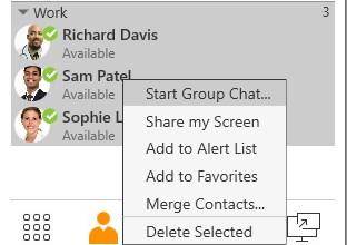 Messaging Group chat (conference IM) Starting a group chat from contacts and favorites 1.