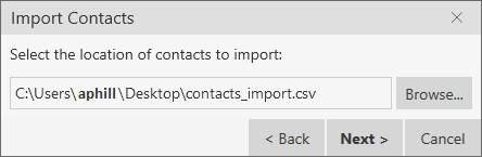Contacts Populating contacts 4. Set the Contact Options and the Presence options for all imported contacts.