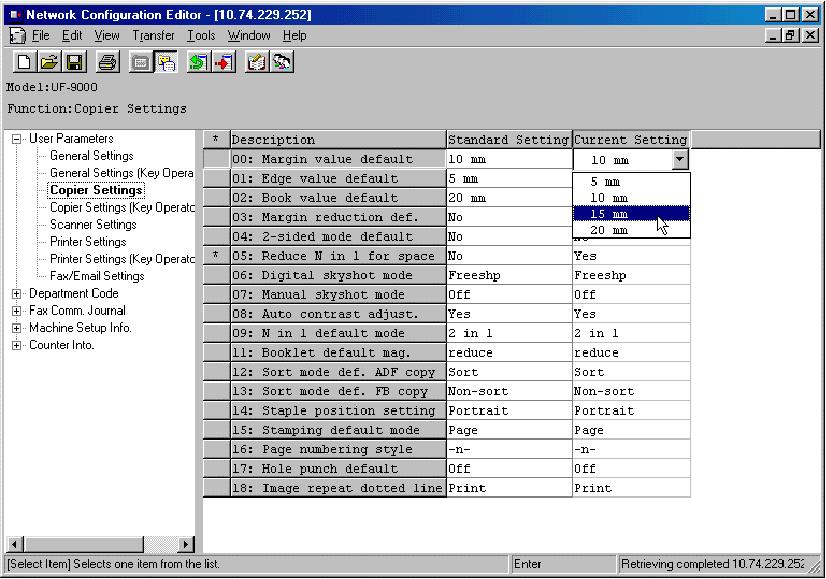 Edit Data Network Configuration Editor Modify parameters using the Network Configuration Editor. When a function is chosen in the left pane of the window, the display on the right pane changes.