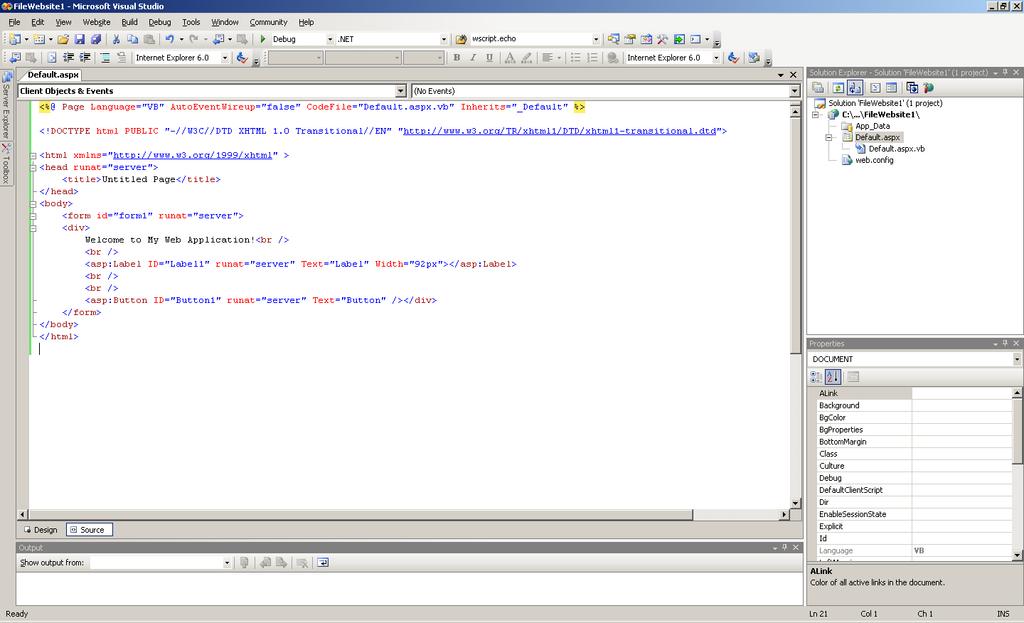 2. Source or HTML View Directly edit your WEB FORM HTML code: Click Source tab for SOURCE View 3. Code Editor View (Code-behind View) Editor where you will WRITE CODE (VB.NET, C#, etc.