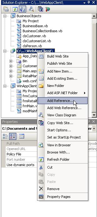 c) This will invoke the Add Reference screen d) Click the Project tab and select the BusinessObjects DLL e) Click OK Step 6: IMPORTANT!