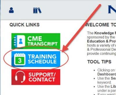Here you can access your training transcript, training schedule or generate an email to me, the LMS Administrator. 7.