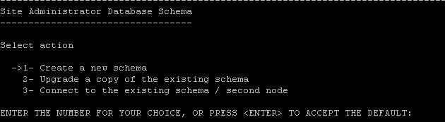 Chapter 14: Installing ALM on Linux Systems a. Select a Site Administration database schema option. Select one of the following: o Create a New Schema.