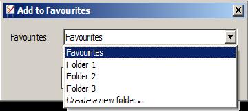 If you wish to save the picture in a sub-folder within the Favourites folder, you can select one of the existing folder names or select Create a new folder... to add a new one.