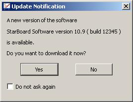 If you select Yes to download an update, the Hitachi Solutions updates page will be opened in your web browser.
