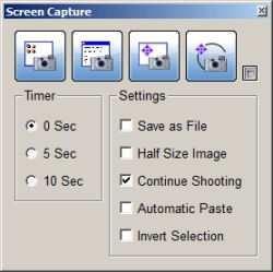 SCREEN CAPTURE Contents shown on the screen can be captured. 1. Select Accessories - Screen Capture from the Tools menu. The screen capture accessory is displayed on the screen. 2.