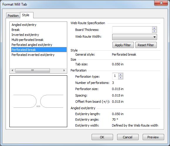 On the Position tab of the Format Mill Tab dialog, set position as Panel Origin and set X to 0.