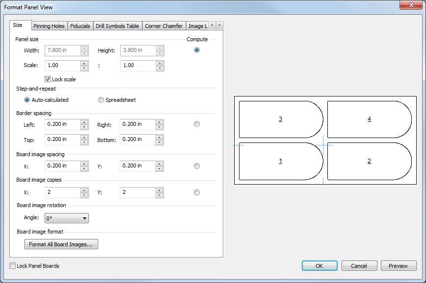 Select Format Panel from Pop-up Menu Panel Format Dialog Product Highlight: The format panel dialog presents a preview of the calculated panel image in